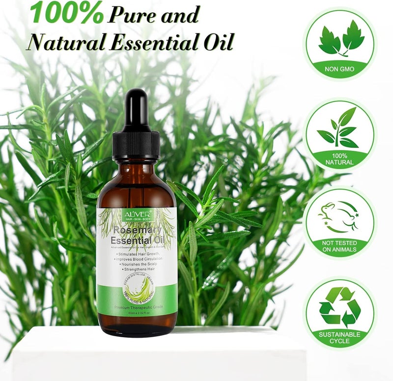 IFUDOIT Rosemary Oil for Hair Growth 2 Pack, Pure Rosemary Essential Oil for Eyelashs, Eyebrows, Face, Skin Care, Body Massage, Aromatherapy, Hair Loss Treatment, Nourishes The Scalp,Improve Blood Circulation - Image 3