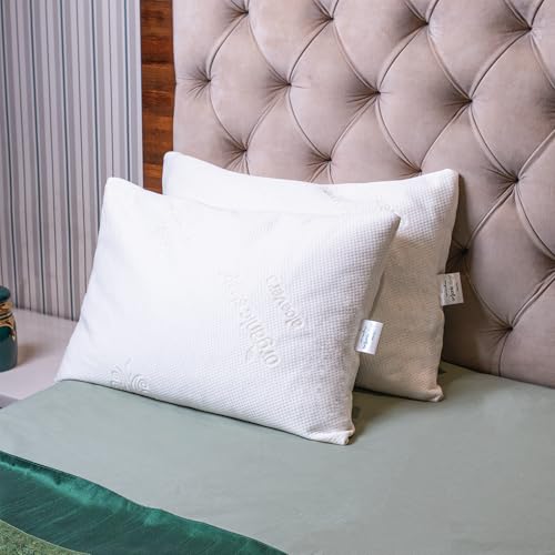 ORGANIC SLEEP Shredded Latex Pillow,100% Natural Latex,Size 24x16x4 Inch,Pack of 2 with Aloevera Knitted Cover,Adjustable Height,Breathable & Supportive,Density 40 - Image 1