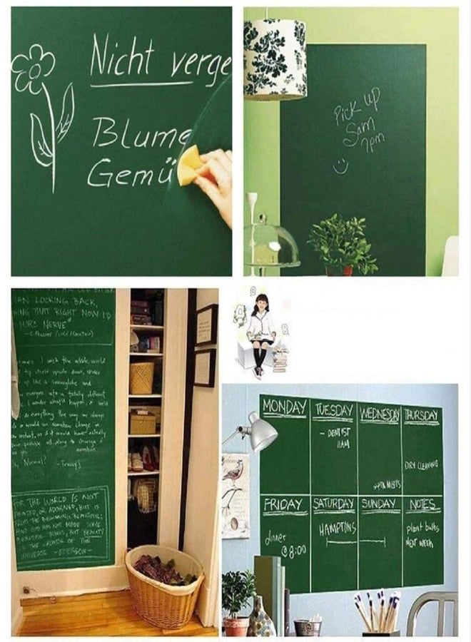 Fusion Graphix Green Board 200 X 40 Cm Waterproof Chalkboard Removable Vinyl Wall Sticker Decal with 5 Pcs - Image 1