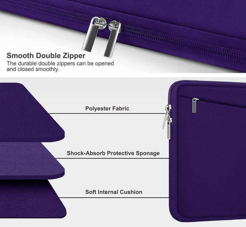 AREYLO 15.6 inch Laptop Sleeve, Durable Carrying Bag Protective Case Briefcase Handbag with Front Pocket, Slim Computer Cover for 15-16 Inch HP, Dell, Lenovo, Asus, Notebook, Purple - Image 3