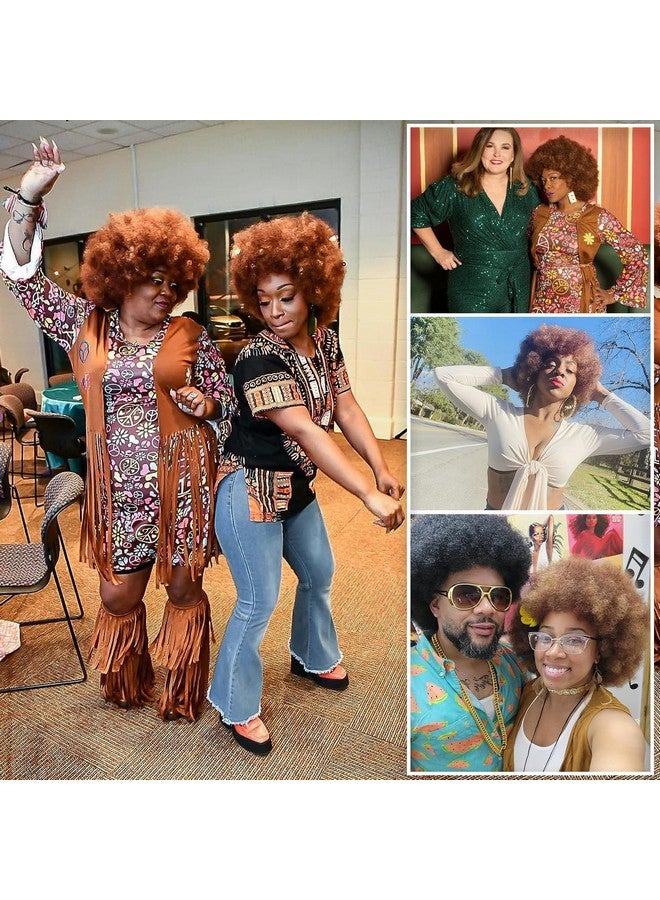G&T Wig 70S Afro Puff Mixed Brown Wigs For Black Women Glueless Wear And Go Wig Natural Looking Fluffy And Large Bouncy Afro Wigs For Daily Party Use - Image 2