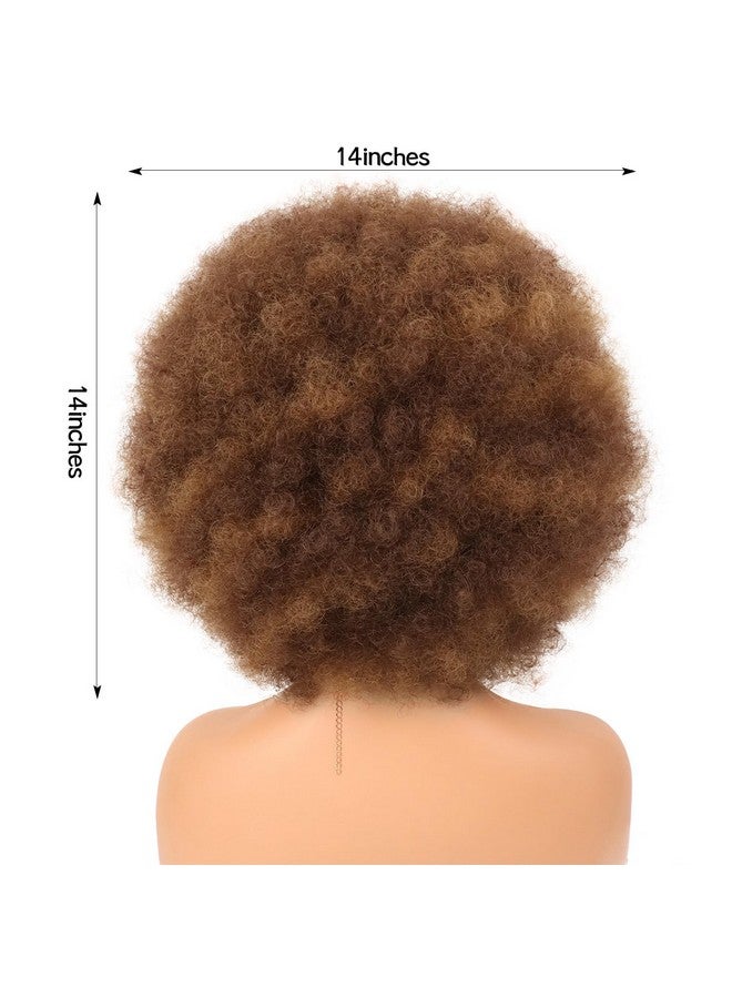 G&T Wig 70S Afro Puff Mixed Brown Wigs For Black Women Glueless Wear And Go Wig Natural Looking Fluffy And Large Bouncy Afro Wigs For Daily Party Use - Image 4