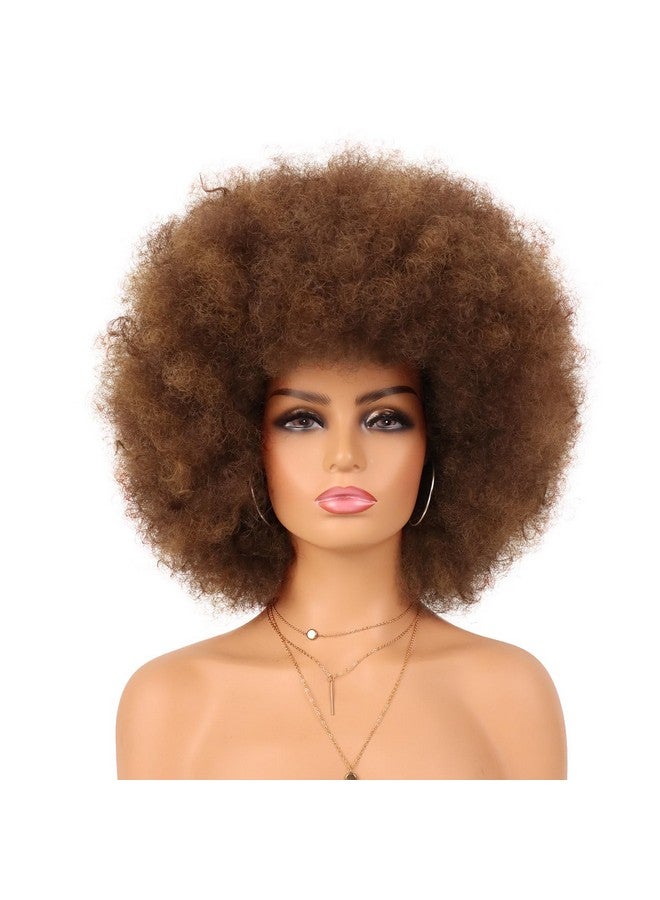G&T Wig 70S Afro Puff Mixed Brown Wigs For Black Women Glueless Wear And Go Wig Natural Looking Fluffy And Large Bouncy Afro Wigs For Daily Party Use - Image 1