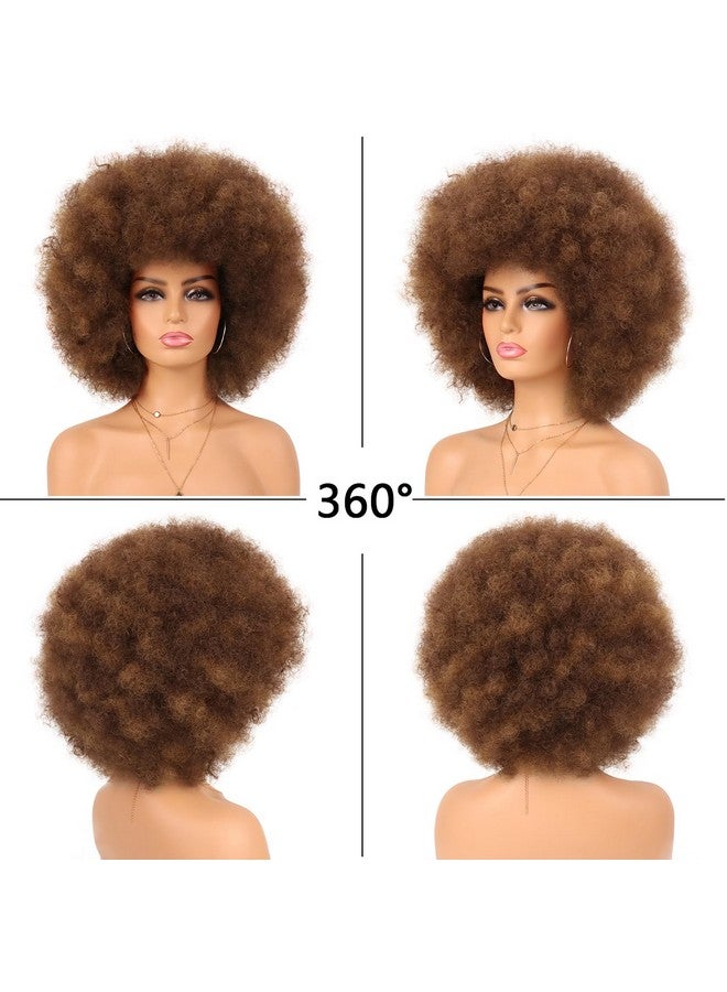 G&T Wig 70S Afro Puff Mixed Brown Wigs For Black Women Glueless Wear And Go Wig Natural Looking Fluffy And Large Bouncy Afro Wigs For Daily Party Use - Image 5