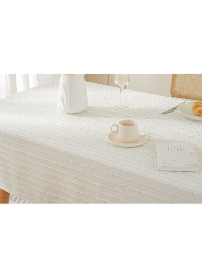 SHABILI 135x180cm Rectangular Tablecloth, Simple Cotton and Linen Table Mat, Washable Dustproof Table Linen, Classic Table Cover for Wedding Party Home, Kitchen Restaurant Tabletop Decoration（White) - Image 4