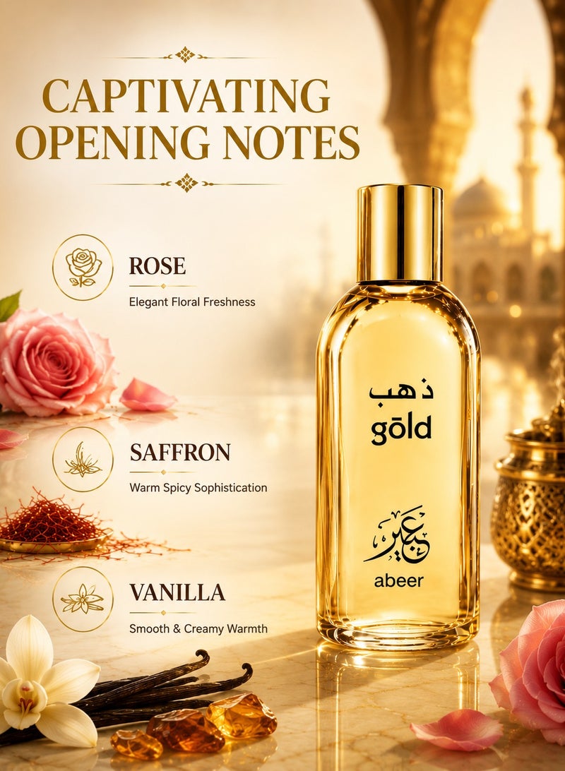 Abeer Gold Unisex Eau De Parfum 100ML – Oriental Oud & Vanilla Fragrance - Image 2