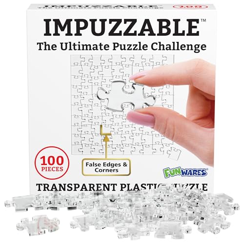 Funwares 100 قطعة ImPuzzable لغز شفاف صعب بشكل جنوني لتحفيز العقل للكبار من الأكريليك مع حواف زائفة وزوايا خاطئة هدية فيل أبيض مضحكة - Image 1