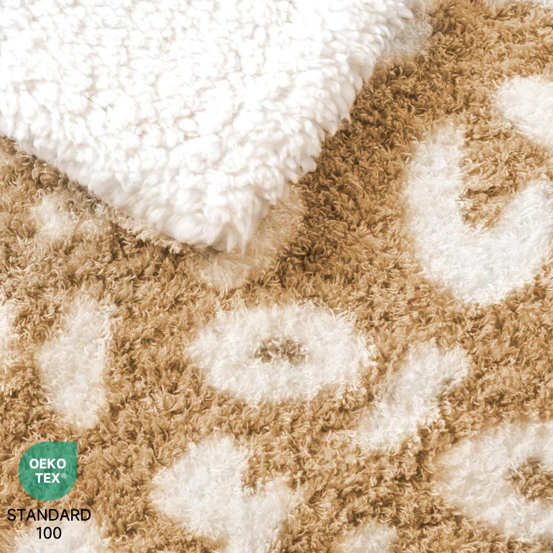 TiMiCalda Leopard Heated Throw Blanket - Soft Knitted Sherpa Electric Blanket with 4 Heat Levels 4 Hours Auto-Off, Electric Throw with Overheating Protection, Warm Gifts, 50"x60" - Image 3