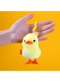 Le Jier With Keychain Bell Jumping Sparrow Coil Toy Simulation Plush Interactive Toy Children's Gift-Color:Yellow Duck ]