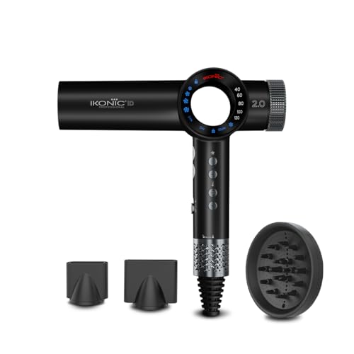 Ikonic 1600 Watts Revolutionary ID-2.0 Hair Dryer, 1600 BLDC Motor, 11000 RPM, 2 Magnetic Nozzles,1 Magnetic diffuser,ION Generator, Black and Metallic Silver - Image 1