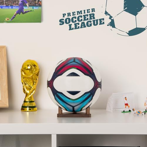 PUERSI Ball Stand Display Stand for Basketball Football Soccer Volleyball, Walnut Ball Holder Case Rack - Image 3