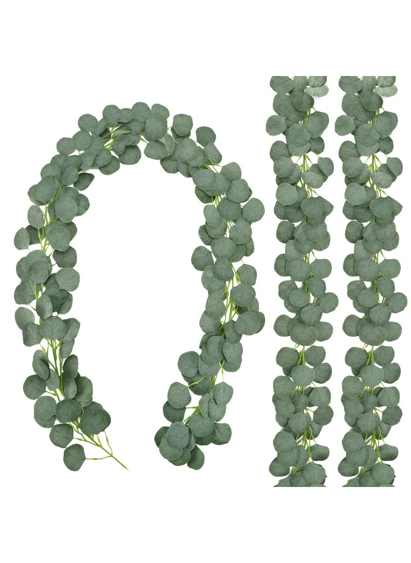 CEWOR CEWOR 3 Pack Artificial Eucalyptus Garland 146 Leaves Greenery Silk Leaves Vines Artificial Silver Dollar Eucalyptus Plants for Wedding Party Home Decoration 
