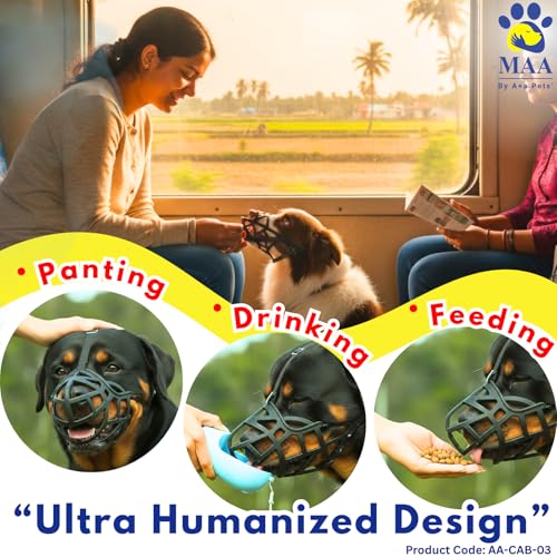 A+a Pets' Soft Muzzle for Dogs | No Biting, No Chewing, No Scavenging | Breathable and Adjustable | Easy Water Sipping (Size3-M) - Image 2