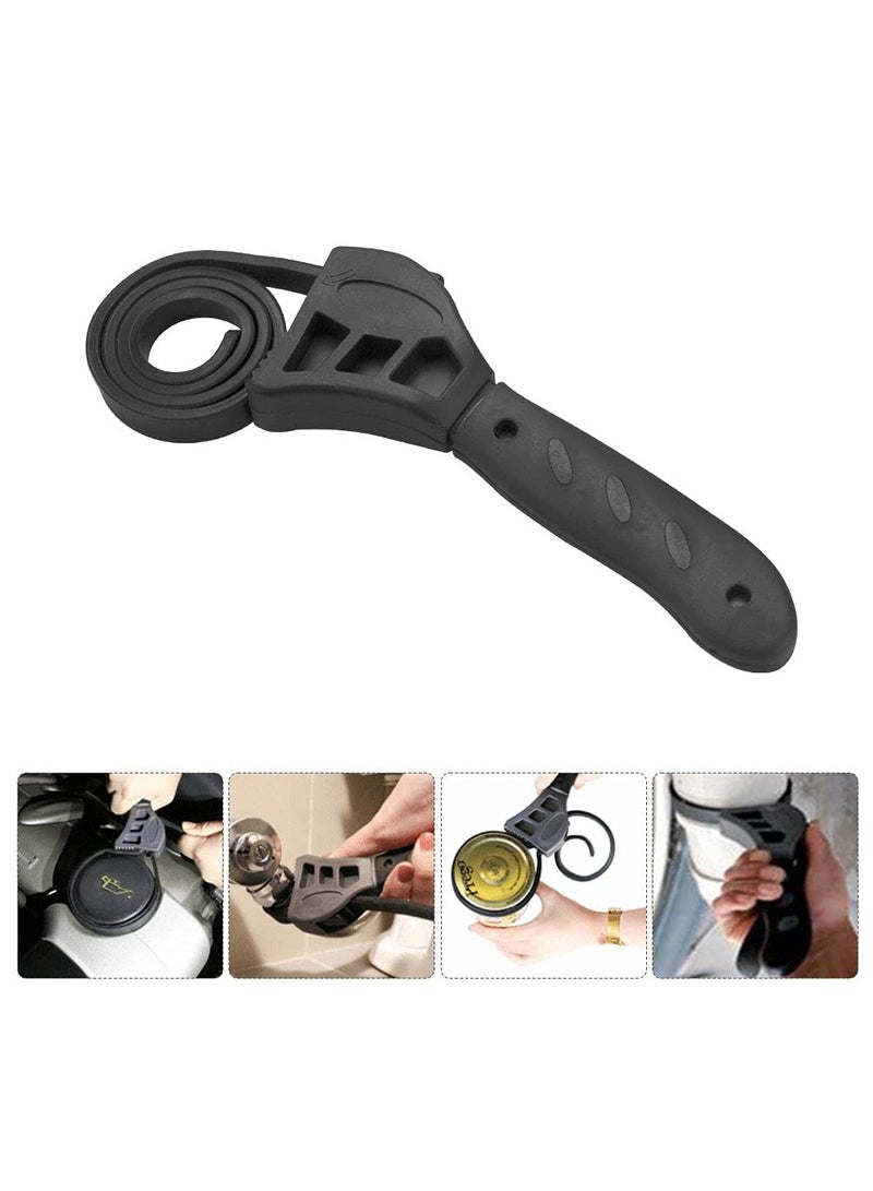 50 cm Rubber Strap Wrench Adjustable Oil Filter Wrench Pipe Wrench Plumbing Wrench Grip Wrench Heavy Duty Strap Wrench Tool Universal Oil Filter Spanner for Mechanics Plumbers Home Use, Black (68) - Image 1