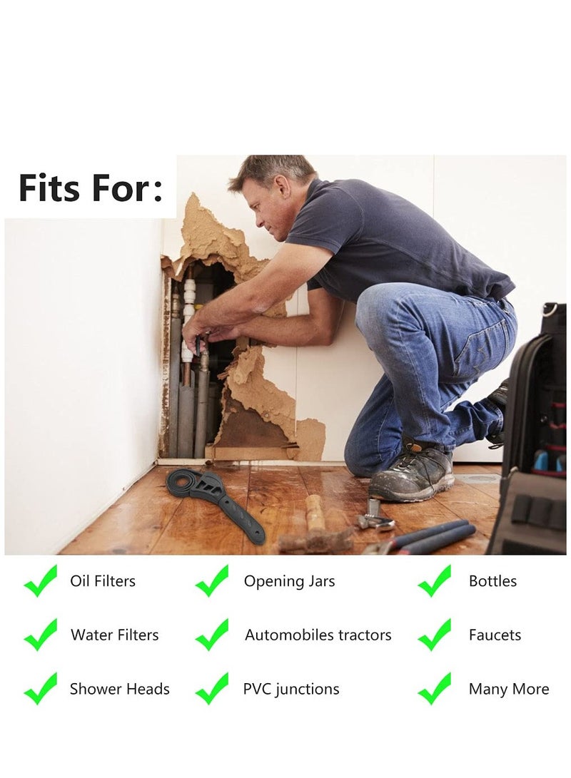 50 cm Rubber Strap Wrench Adjustable Oil Filter Wrench Pipe Wrench Plumbing Wrench Grip Wrench Heavy Duty Strap Wrench Tool Universal Oil Filter Spanner for Mechanics Plumbers Home Use, Black (68) - Image 4