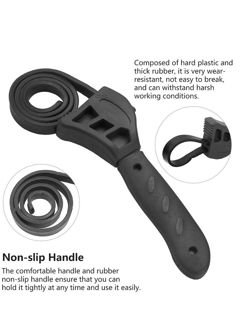 50 cm Rubber Strap Wrench Adjustable Oil Filter Wrench Pipe Wrench Plumbing Wrench Grip Wrench Heavy Duty Strap Wrench Tool Universal Oil Filter Spanner for Mechanics Plumbers Home Use, Black (68) - Image 5