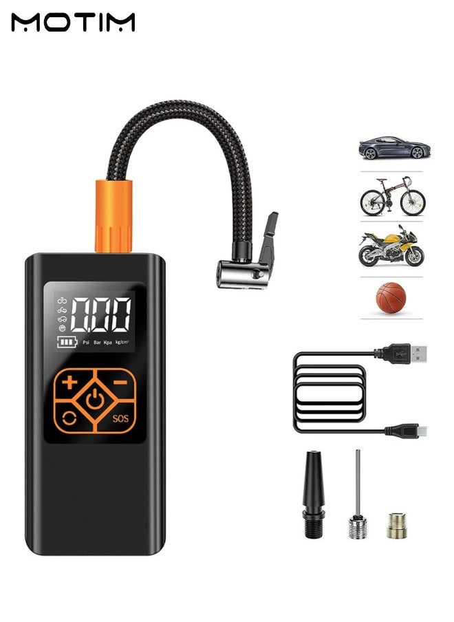 Motim Portable Air Compressor Tire Inflator Pump with 4000mAh Rechargeable Battery, 150PSI Fast Inflation Car Tire Inflator with Digital LCD Screen, Air Pump for Car Bike Motor Ball Swim Rings  - Image 1