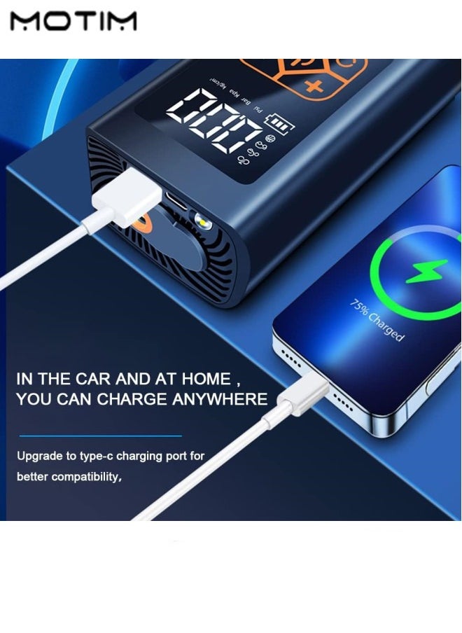 Motim Portable Air Compressor Tire Inflator Pump with 4000mAh Rechargeable Battery, 150PSI Fast Inflation Car Tire Inflator with Digital LCD Screen, Air Pump for Car Bike Motor Ball Swim Rings  - Image 4