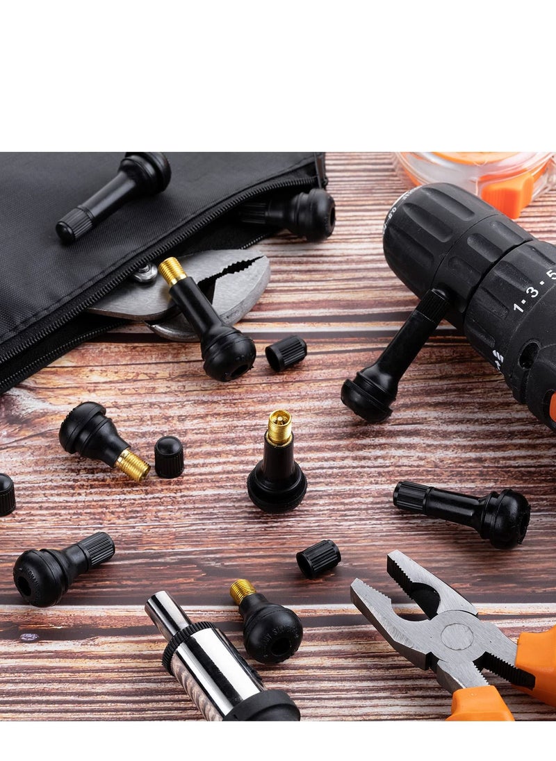 Generic - 100 Pieces Tire Valve Stems Rubber Black Rubber Snap-in Valve Stems Standard Length Replacement Tire Valve Stems for Car Tubeless Rim Holes Replacement (0.7 x 1.7, 0.7 x 1.4, 0.7 x 2 Inches) - Image 1