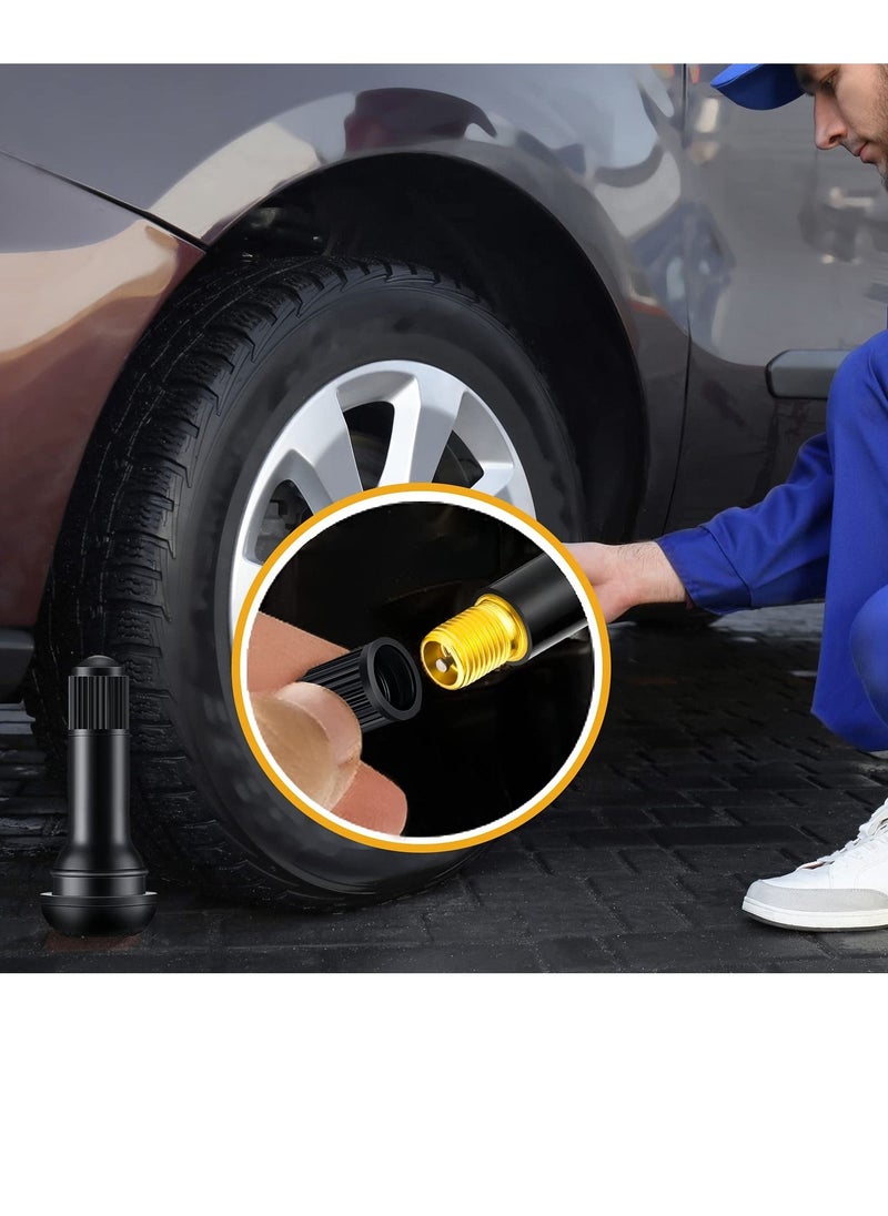 Generic - 100 Pieces Tire Valve Stems Rubber Black Rubber Snap-in Valve Stems Standard Length Replacement Tire Valve Stems for Car Tubeless Rim Holes Replacement (0.7 x 1.7, 0.7 x 1.4, 0.7 x 2 Inches) - Image 1