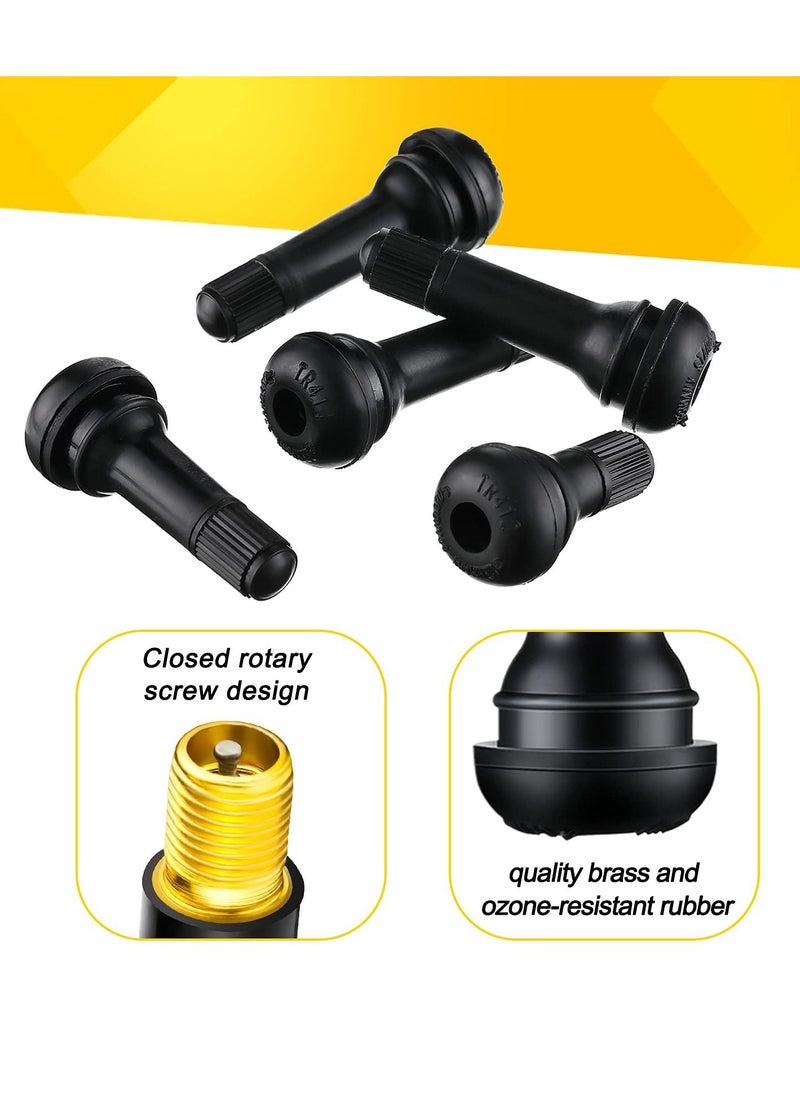 Generic - 100 Pieces Tire Valve Stems Rubber Black Rubber Snap-in Valve Stems Standard Length Replacement Tire Valve Stems for Car Tubeless Rim Holes Replacement (0.7 x 1.7, 0.7 x 1.4, 0.7 x 2 Inches) - Image 1