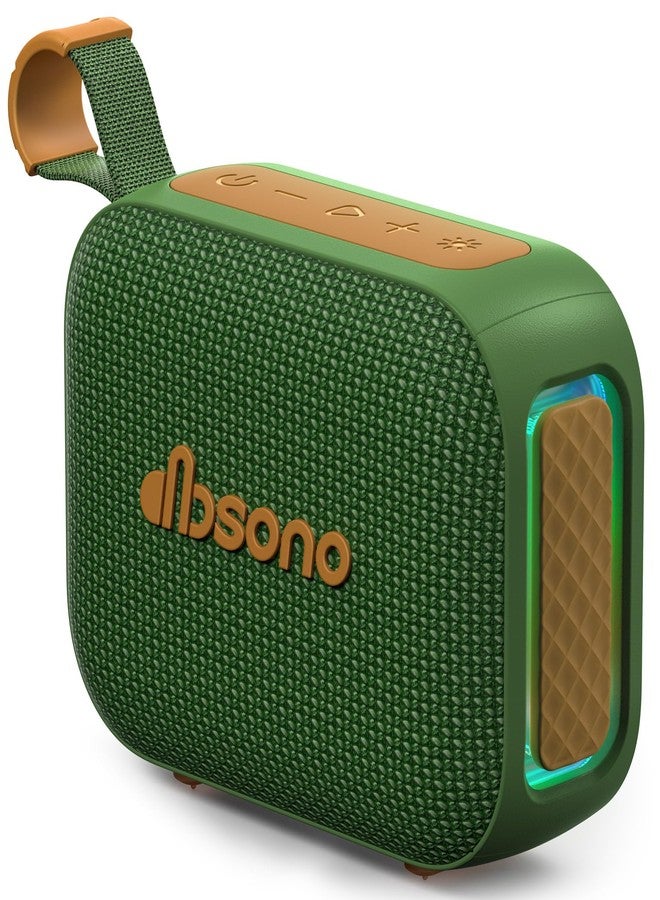 dbsono Portable Bluetooth Speaker Waterproof Gift: IPX5 HD Sound Up to 24H Playtime, TWS Pairing, Wireless Speakers with Lights, Travel Essentials Birthday Gifts for Men Women Boys Girls-Dark Green