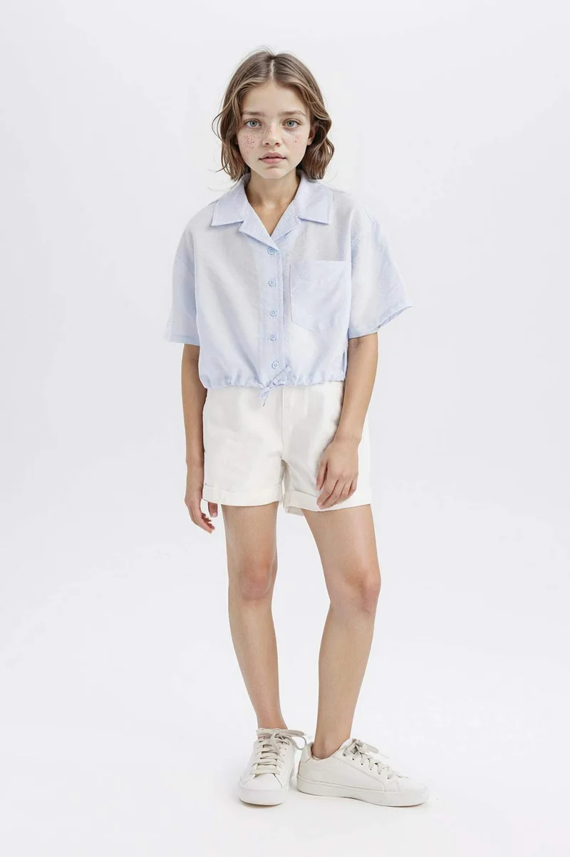 ديفاكتو Girl Short Sleeve Crop Shirt
