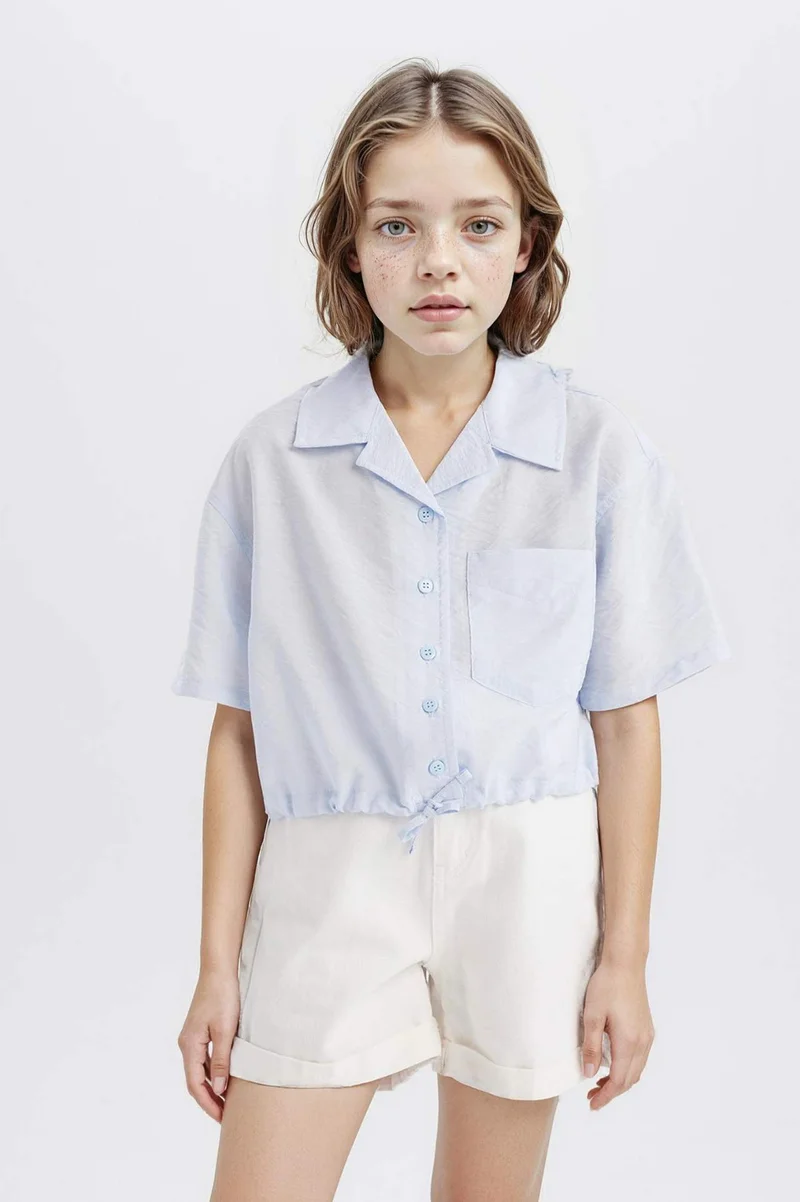 ديفاكتو Girl Short Sleeve Crop Shirt
