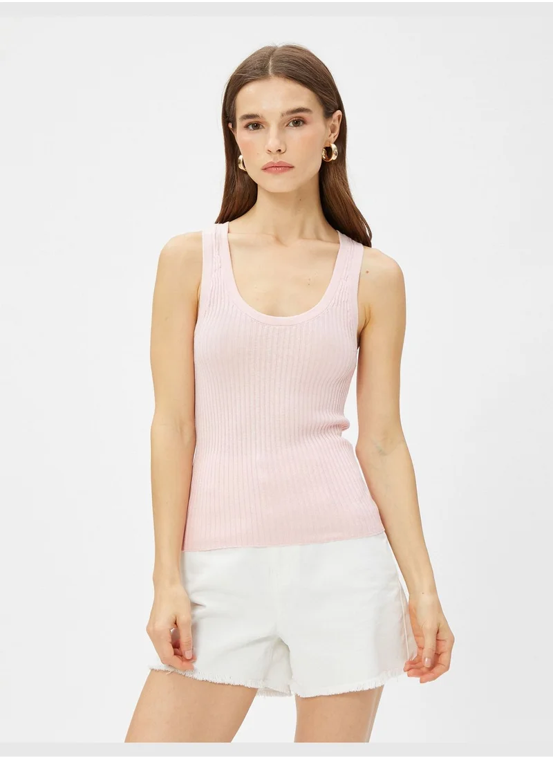 KOTON Ribbed U Neck Sleeveless Tank Top