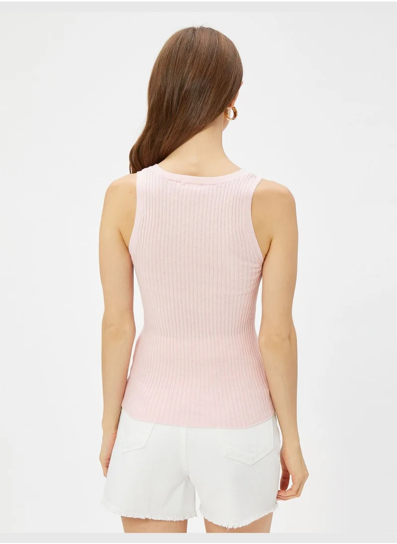 KOTON Ribbed U Neck Sleeveless Tank Top