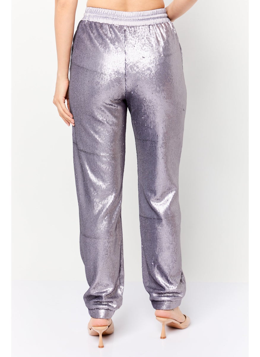 ESPRIT Women Regular Fit Straight Leg Squinted Jogger Pants, Purple  - Image 2