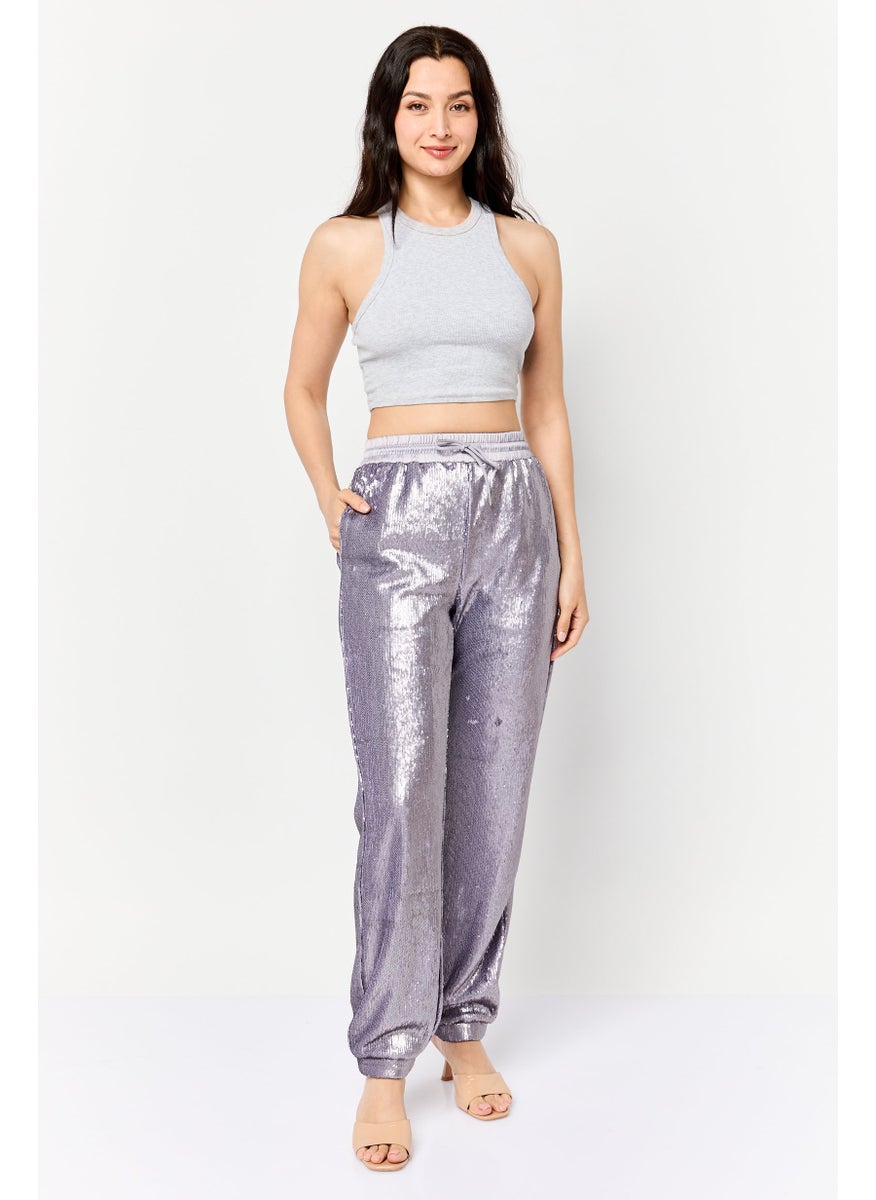 ESPRIT Women Regular Fit Straight Leg Squinted Jogger Pants, Purple  - Image 4
