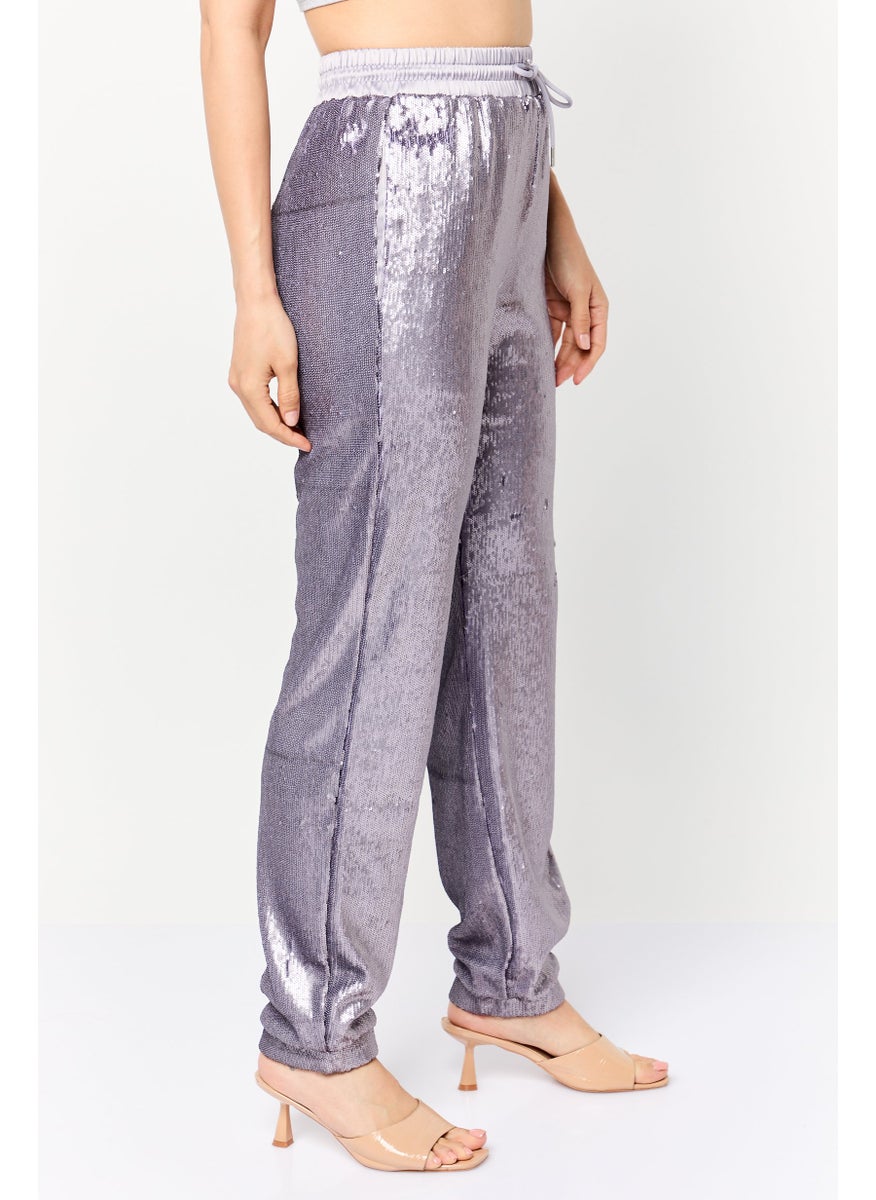 ESPRIT Women Regular Fit Straight Leg Squinted Jogger Pants, Purple  - Image 3