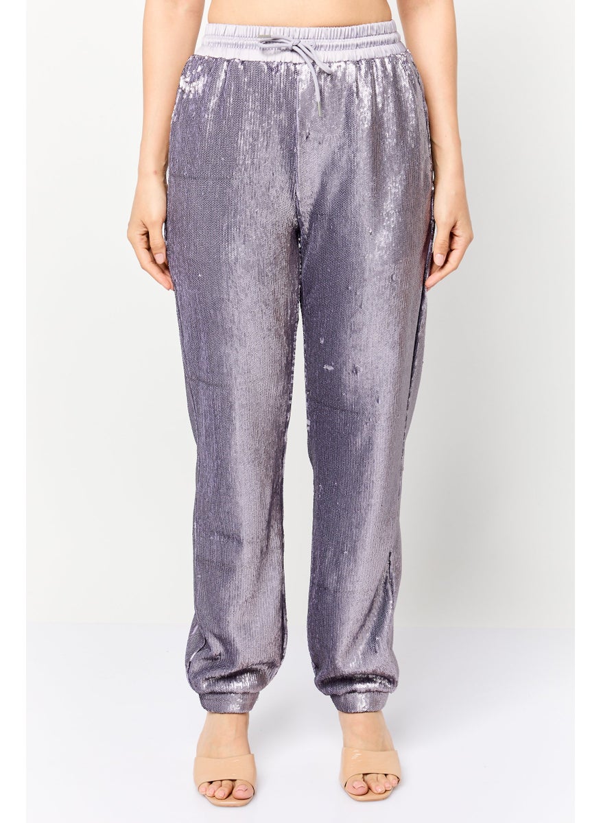 ESPRIT Women Regular Fit Straight Leg Squinted Jogger Pants, Purple  - Image 1