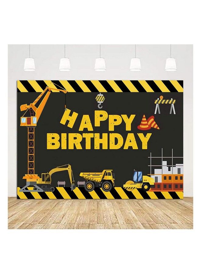 Fanghui Digger Zone Dump Truck Birthday Party Background Baby Boys Indoor Outdoor Birthday Decor Banner Vinyl 5X3Ft Kids Construction Themed Birthday Party Backdrop Photo Booths Props Supplies - Image 3