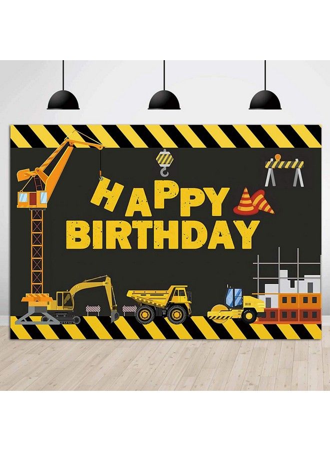 Fanghui Digger Zone Dump Truck Birthday Party Background Baby Boys Indoor Outdoor Birthday Decor Banner Vinyl 5X3Ft Kids Construction Themed Birthday Party Backdrop Photo Booths Props Supplies - Image 2