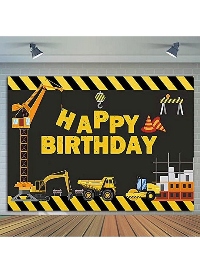 Fanghui Digger Zone Dump Truck Birthday Party Background Baby Boys Indoor Outdoor Birthday Decor Banner Vinyl 5X3Ft Kids Construction Themed Birthday Party Backdrop Photo Booths Props Supplies - Image 4