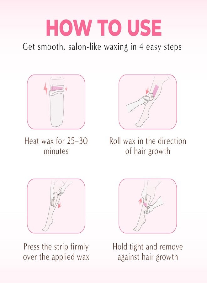 Honeybee Roll-On Waxing Kit for Women | Includes Roll-On Wax Heater, White Chocolate Cartridge Wax Refill & 10 Waxing Strips | Hair Removal Wax Kit for Arms, Legs & Underarms - Image 3