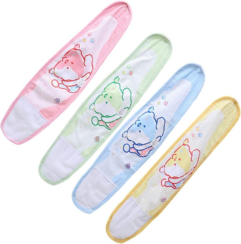 comfrt 4pcs Baby Belly Binder Cartoon Umbilical Cord Band Navel Band Abdominal Binder Wrap Belly Band,Hernia Belt for Newborn Baby Infant - Image 1