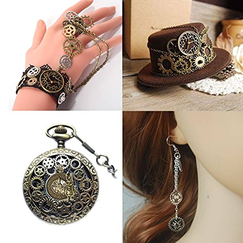 BIHRTC 40pcs Antique Bronze Mix Skeleton Steampunk Clock Face Watch Gear Cog Wheel Pendant Charms Jewelry Making DIY Steampunk Gear Pendant Charms - Image 5
