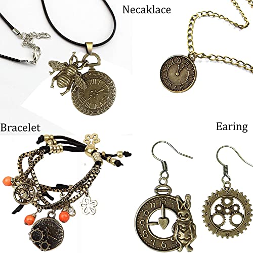 BIHRTC 40pcs Antique Bronze Mix Skeleton Steampunk Clock Face Watch Gear Cog Wheel Pendant Charms Jewelry Making DIY Steampunk Gear Pendant Charms - Image 4