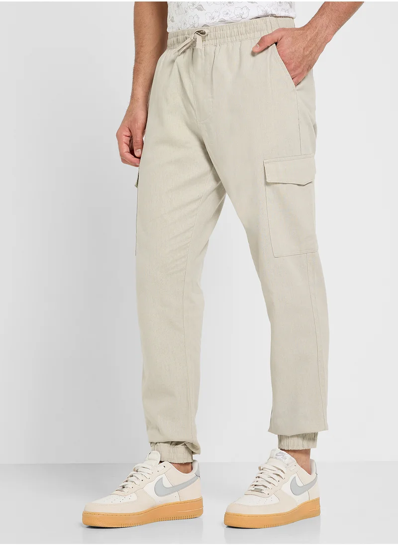 BRAVE SOUL Linen Cargo Pants