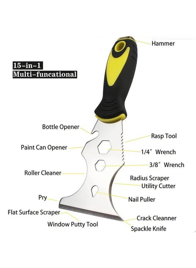 3 Inch 15 In 1 Paint Scraper Set Hammer Head Soft Grip Tool For Wood Wallpaper Grout - Image 4