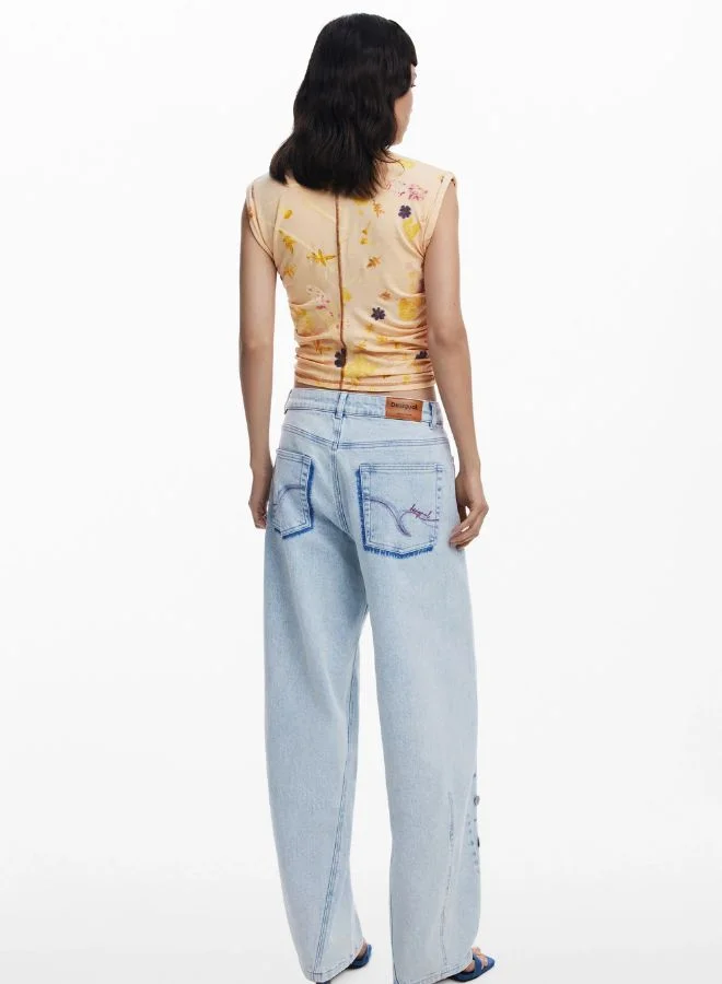 DESIGUAL Lyocell Floral T-Shirt
