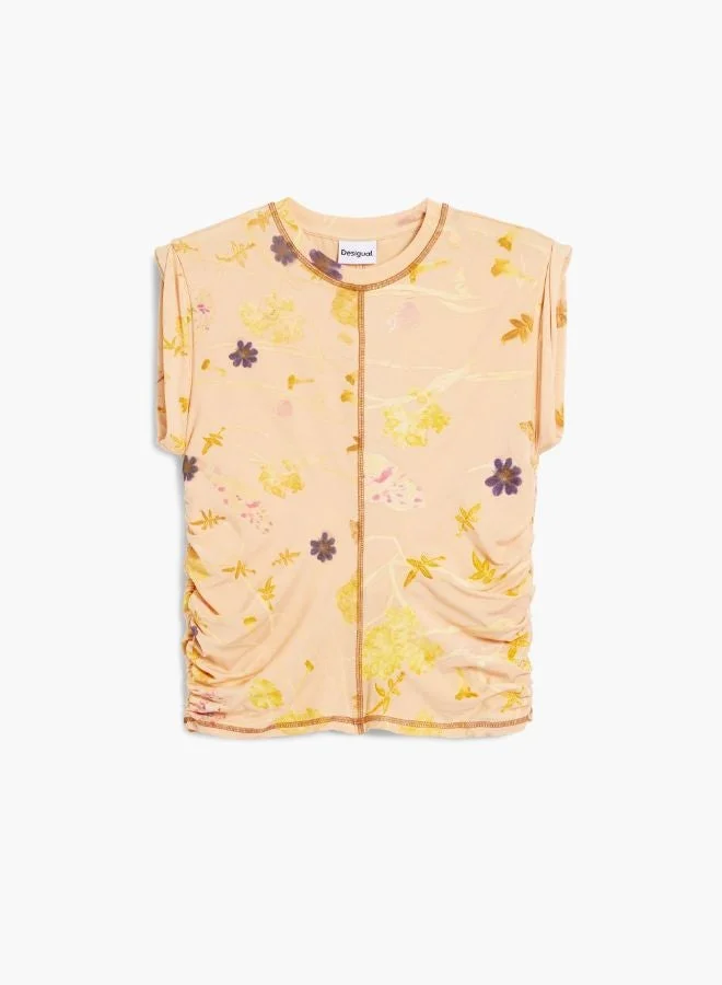 Desigual Beige Lyocell Floral T-Shirt for Women | Best Price UAE