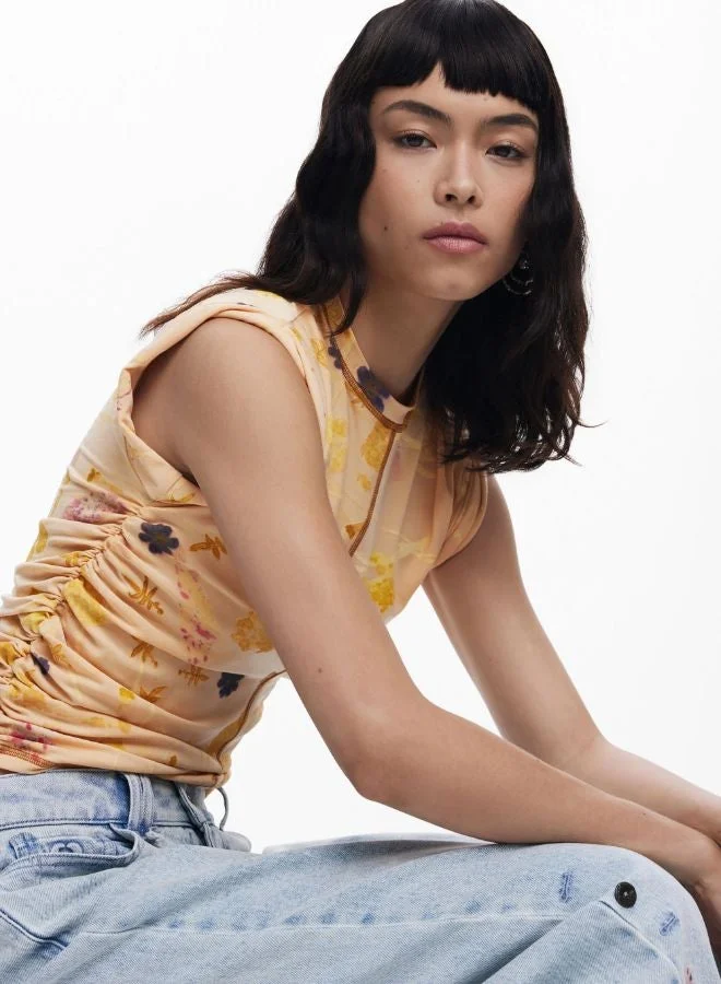 Desigual Beige Lyocell Floral T-Shirt for Women | Best Price UAE