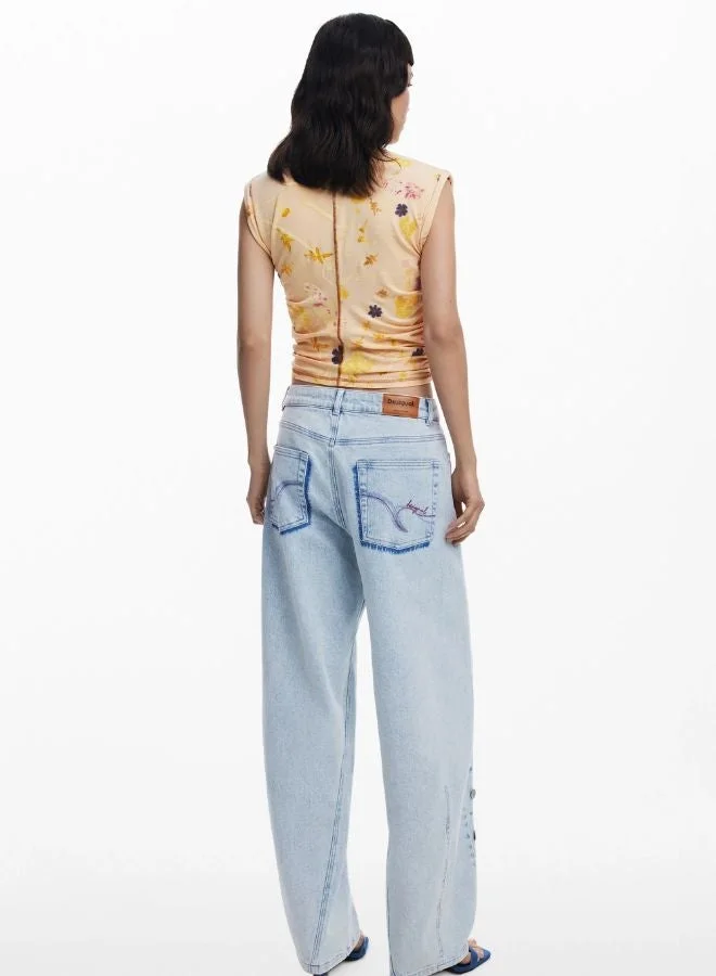 Desigual Beige Lyocell Floral T-Shirt for Women | Best Price UAE