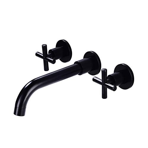YCCUZA Wall Mounted Black 2Handle Shower Faucet 208mm Reach DripFree Ceramic Disc Cartridge System - Image 3