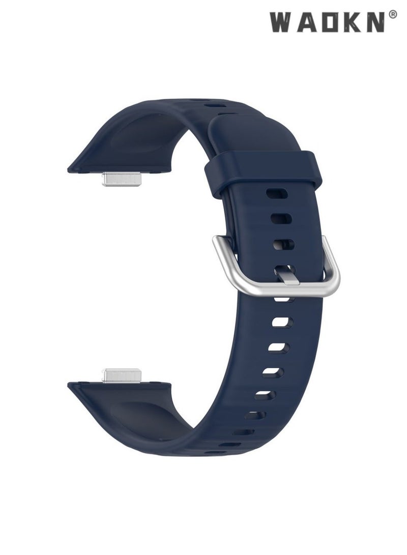 دبليو أيه أو كي أن 3 حزام PCS حزام السيليكون مع سدادات معدنية وشراب السيليكون لـ HUAWEI Watch Fit 3 / Fit 4 / Fit 4 Pro ، سوار استبدال حزام السيليكون الأسود والأبيض والأزرق حزام السيليكون مع سدادات معدنية وشراب السيليكون - Image 2