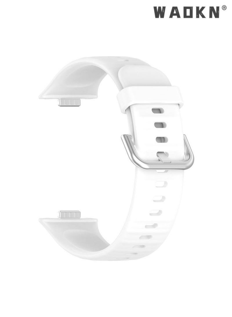 دبليو أيه أو كي أن 3 حزام PCS حزام السيليكون مع سدادات معدنية وشراب السيليكون لـ HUAWEI Watch Fit 3 / Fit 4 / Fit 4 Pro ، سوار استبدال حزام السيليكون الأسود والأبيض والأزرق حزام السيليكون مع سدادات معدنية وشراب السيليكون - Image 4